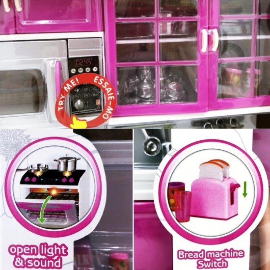 Kids Wooden Pretend Cooking Playset - Pink